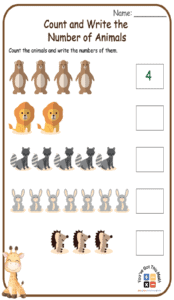 Count and Write the Number of Animals 