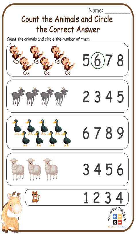 20 Free How Many Animals Worksheet