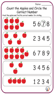 Count the Apples and Circle the Correct Number 