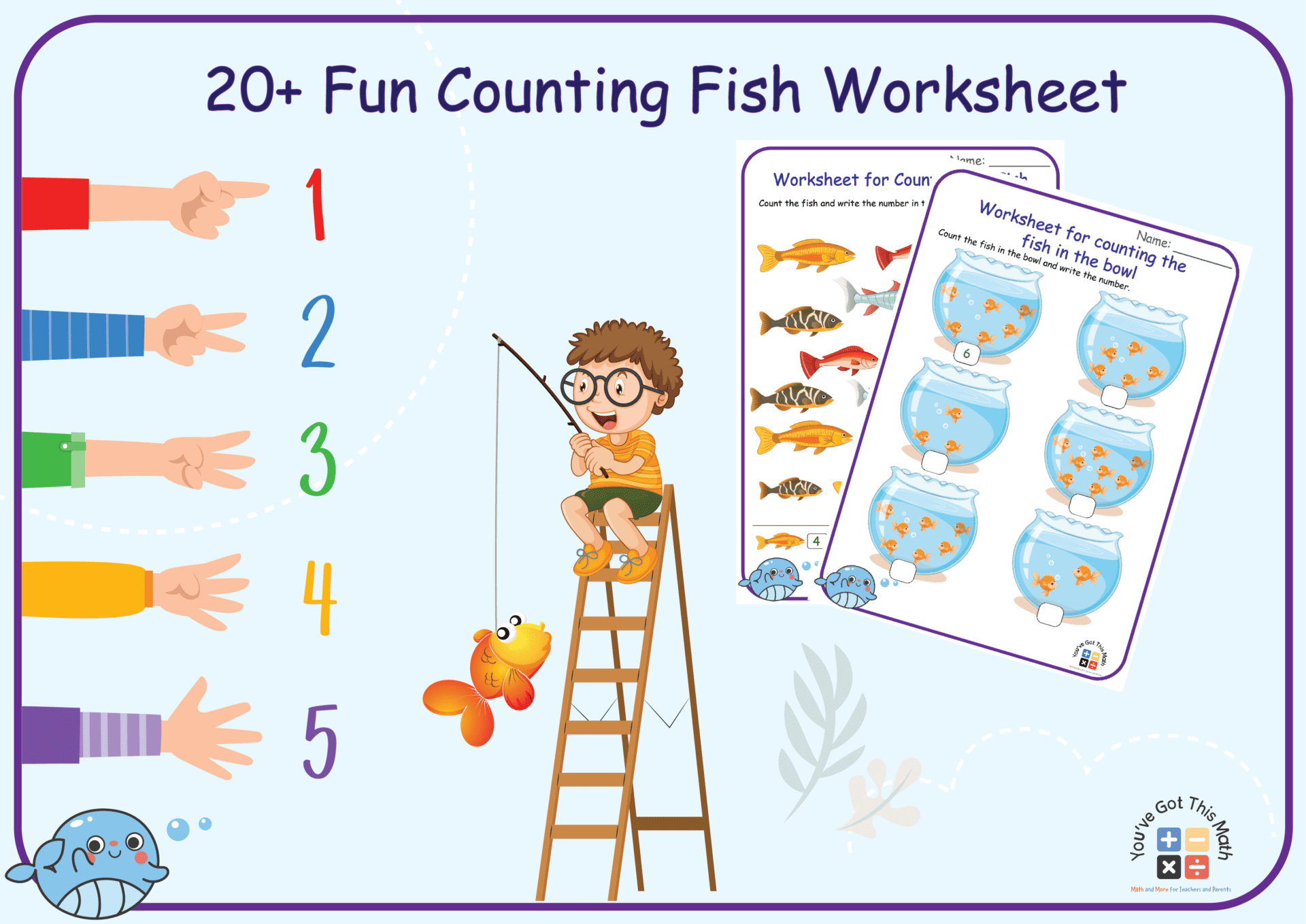 20+ Fun Counting Fish Worksheet | Free Printable