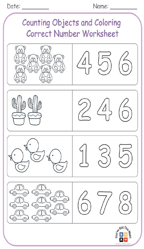 30 Free Count and Color Worksheets