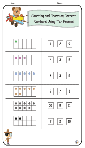 Counting and Choosing Correct Numbers Using Ten Frames Worksheets