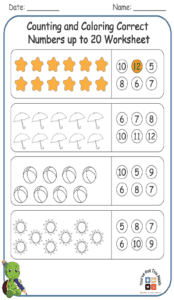 Counting and Coloring Correct Numbers up to 20 Worksheet 