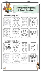 Counting and Coloring Groups of Objects Worksheets 