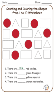 Counting and Coloring the Shapes from 1 to 10 Worksheet 