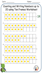 Counting and Writing Numbers up to 20 using Ten Frames Worksheet