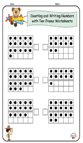 Counting and Writing Numbers with Ten Frame Worksheets