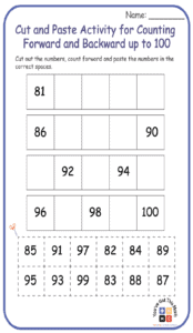 Cut and Paste Activity for Counting Forward and Backward up to 100