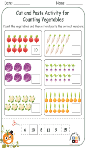 Cut and Paste Activity for Counting Vegetables 