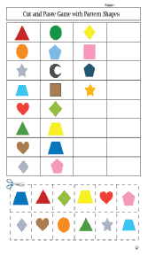 Cut and Paste Game with Pattern Shapes Worksheet