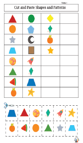 Cut and Paste Shapes and Patterns Worksheets