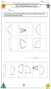 Cut and Paste Worksheet to Find Correct Other Half of the Symmetric Shape 