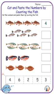 Cut and Paste the numbers by counting the fish 