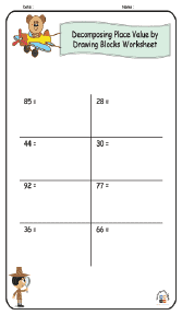 Decomposing Place Value by Drawing Blocks Worksheet