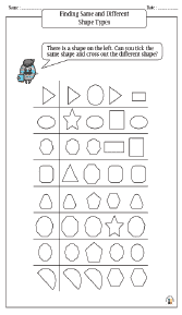 Finding Same and Different Shape Types Worksheet