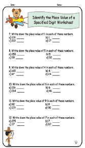 Identify the Place Value of a Specified Digit Worksheet 