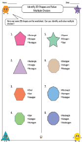 Identifying 2D Shapes and Solving Multiple Choices Worksheet