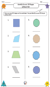 Identifying Correct 2D Shapes without Hint Worksheet 