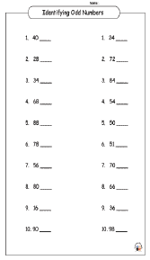 Identifying Odd and Even Numbers Worksheet