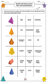 Identifying and Choosing Correct Prism and Pyramid Names Worksheet