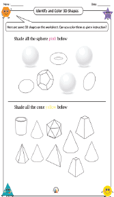 Identifying and Coloring 3D Shapes Worksheet