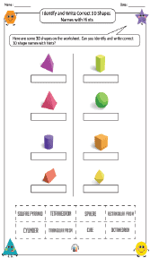Identifying and Writing Correct 3D Shapes Names with Hints Worksheet