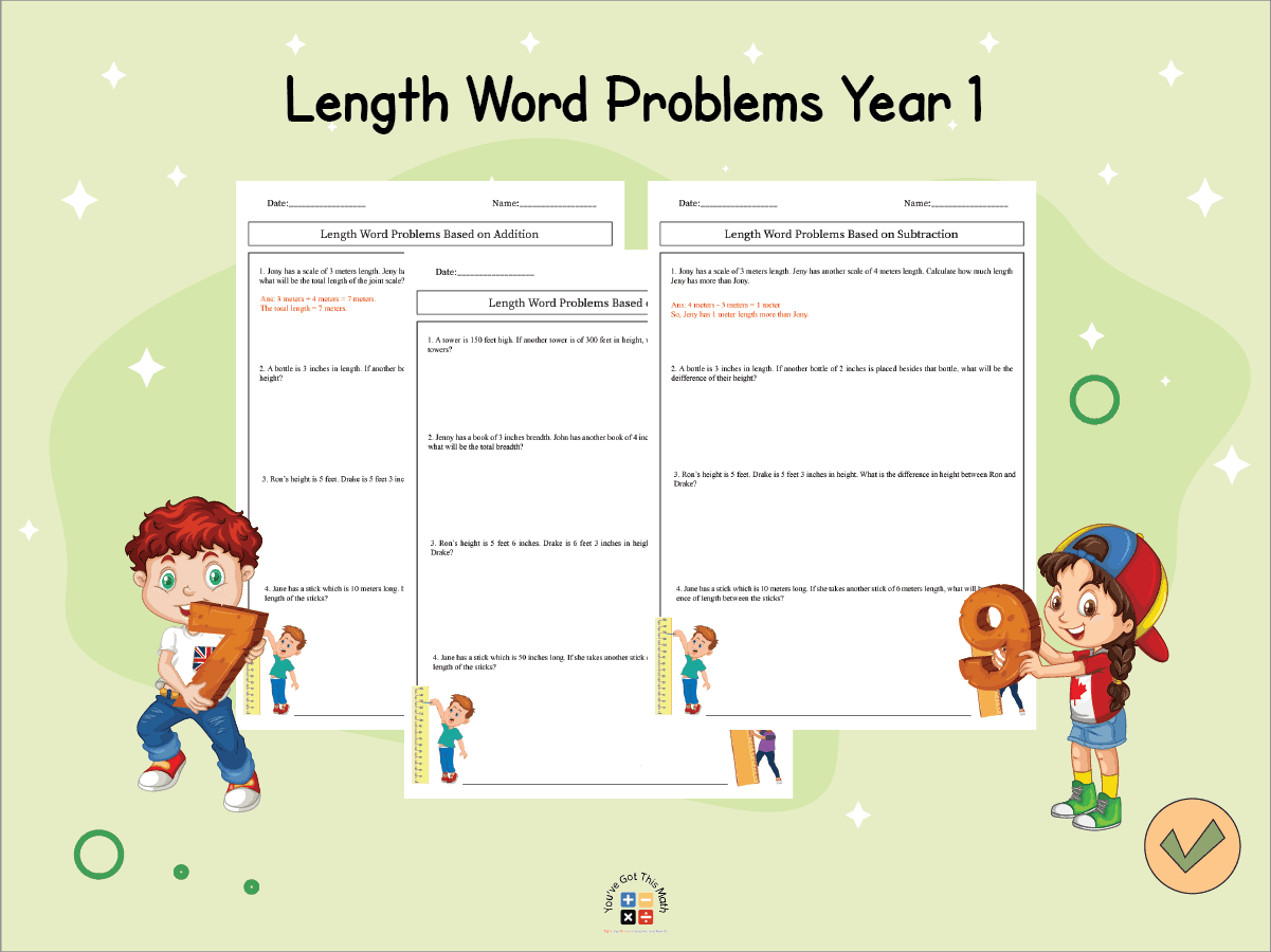 Length Word Problems Year 1 | 12 Free Worksheets