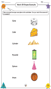 Matching 3D Shapes Examples Worksheet 