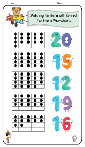 Matching Numbers with Correct Ten Frame Worksheets 