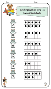 Matching Numbers with Ten Frames Worksheets
