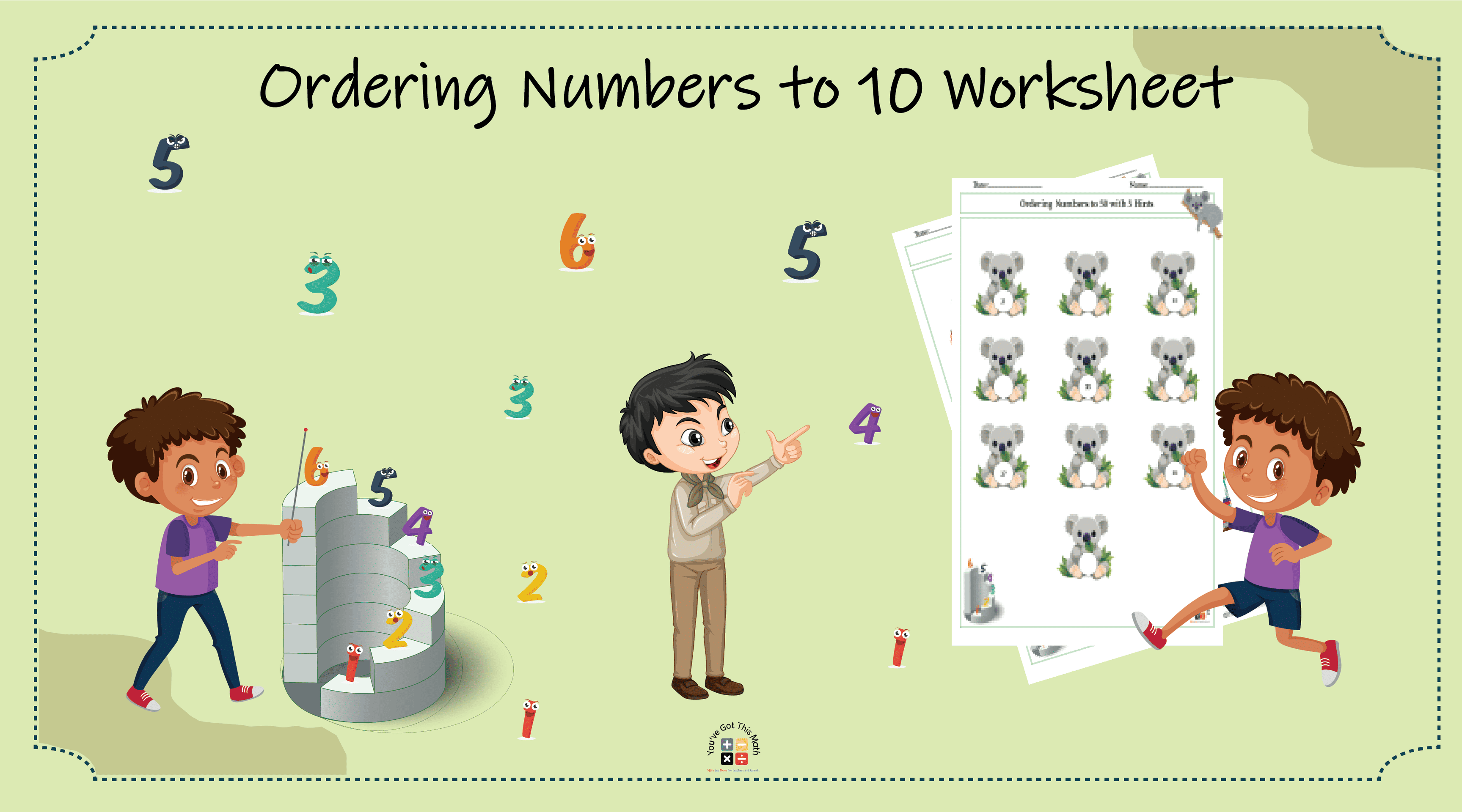 20 Free Ordering Numbers to 10 Worksheet