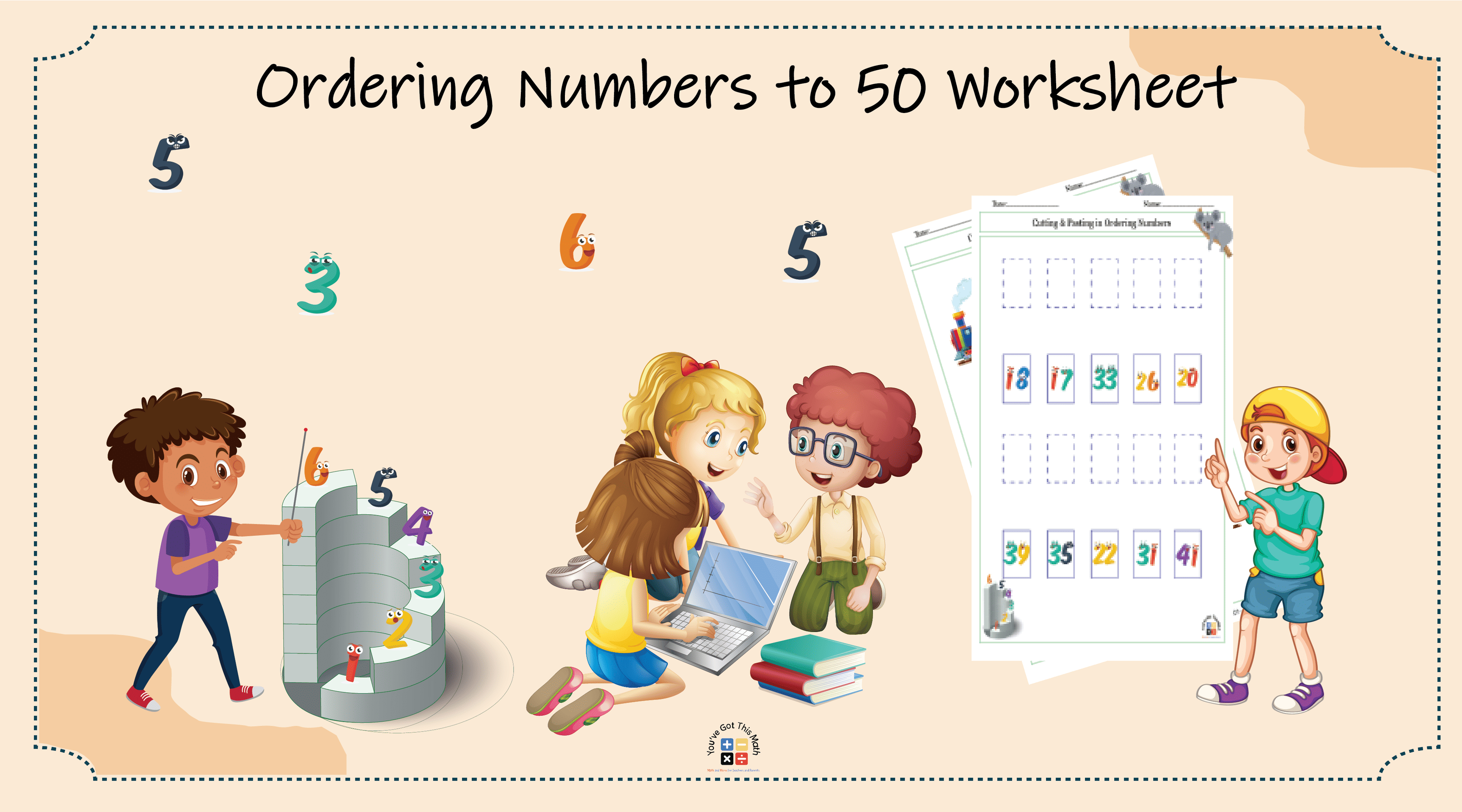 21 Free Ordering Numbers to 50 Worksheets