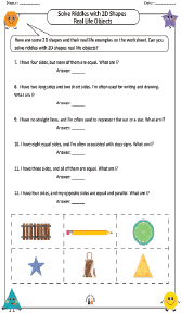 Solving Riddles with 2D Shapes Real Life Objects Worksheet