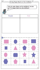 Sorting Shapes Based on Color Attribute Worksheets
