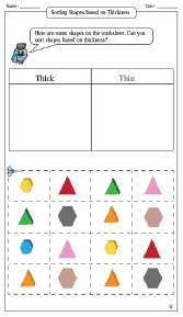 Sorting Shapes Based on Thickness Worksheets