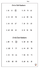 Sorting and Circling Odd and Even Numbers Worksheet