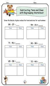 Subtracting Tens and Ones with Regrouping Worksheet