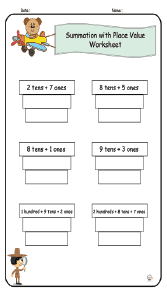 Summation with Place Value Worksheet