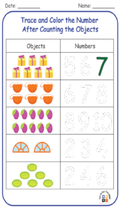 Trace and Color the Number After Counting the Objects