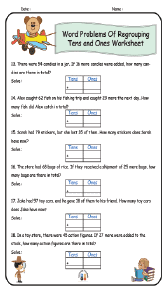 Word Problems Of Regrouping Tens and Ones Worksheet