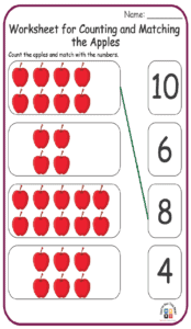 Worksheet for Counting and Matching the Apples