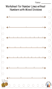 Worksheet for Number Lines without Numbers with Mixed Divisions 
