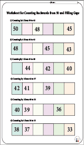 counting backwards from 50 worksheets