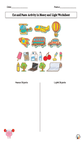 Cut and Paste Activity in Heavy and Light Worksheet