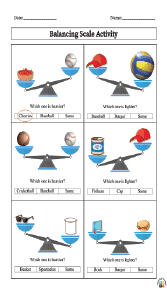 Balancing Scale Activity in Heavy and Light Worksheet