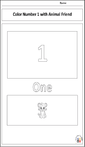 Coloring Number 1 with Animal Friend Worksheet