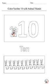Coloring Number 10 with Animal Friend Worksheet