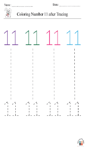 Color Number 11 after Tracing Worksheet