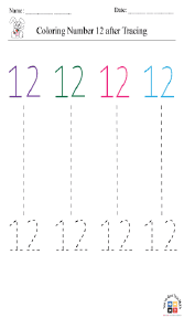 Color Number 12 after Tracing Worksheet