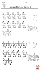 Tracing and coloring number 12 Worksheet